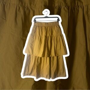 Who What Wear Mustard A-Line Tiered Skirt